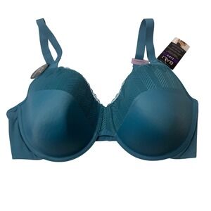Bali One Smooth U Ultra Light Lift Underwire Bra 40D Teal Blue DF0082 Lace NWT